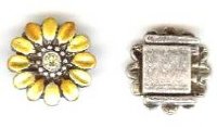 1 13mm Antique Silver with Topaz Epoxy Flower Slider